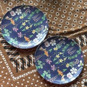 Set of Two Floral Melamine Dinner Plates
